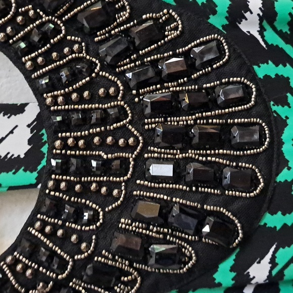 International Concepts Green/Black/White Bead & Gem Formal Dress. Size Small NWT - Picture 12 of 14